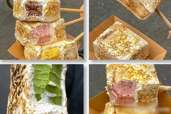 火烤棉花糖冰淇凌视频教程-小吃方略网