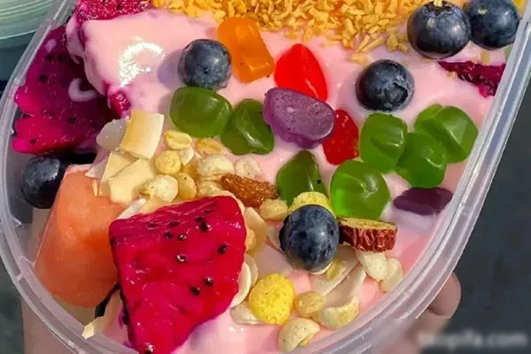 网红酸奶水果捞~原味拉丝酸奶 视频教程-小吃方略网